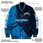 personalized los angeles chargers hexagon mesh blue black varsity jacket best selling