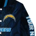 personalized los angeles chargers hexagon mesh blue black varsity jacket best selling