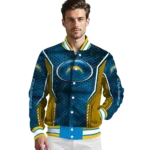 personalized los angeles chargers power plate blue varsity jacket best selling