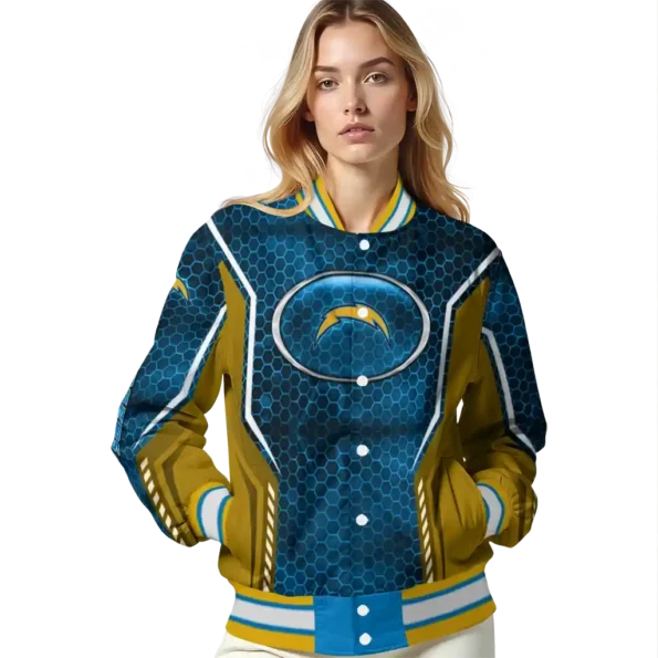 personalized los angeles chargers power plate blue varsity jacket latest model
