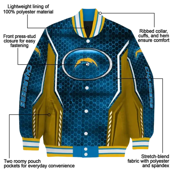 personalized los angeles chargers power plate blue varsity jacket new arrival