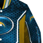 personalized los angeles chargers power plate blue varsity jacket best selling