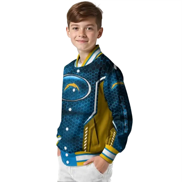 personalized los angeles chargers power plate blue varsity jacket trendy