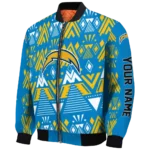 personalized los angeles chargers pyramid shapes blue bomber jacket best selling