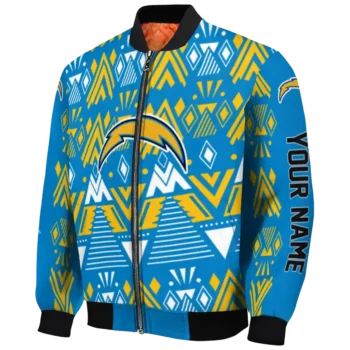 personalized los angeles chargers pyramid shapes blue bomber jacket best selling