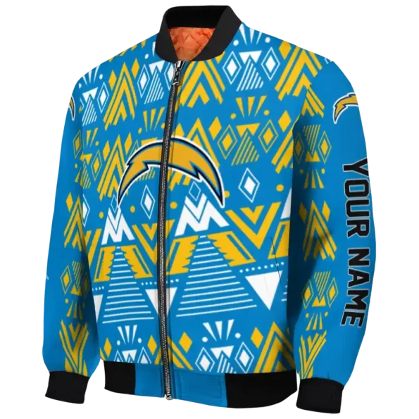 personalized los angeles chargers pyramid shapes blue bomber jacket best selling