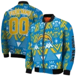 personalized los angeles chargers pyramid shapes blue bomber jacket best selling