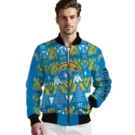 personalized los angeles chargers pyramid shapes blue bomber jacket best selling