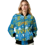 personalized los angeles chargers pyramid shapes blue bomber jacket best selling