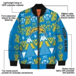 personalized los angeles chargers pyramid shapes blue bomber jacket best selling