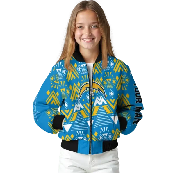 personalized los angeles chargers pyramid shapes blue bomber jacket top rated