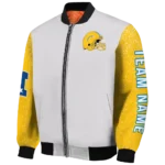 personalized los angeles chargers speckled arms blue gray bomber jacket best selling