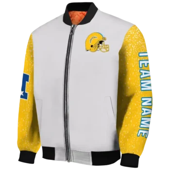 personalized los angeles chargers speckled arms blue gray bomber jacket best selling