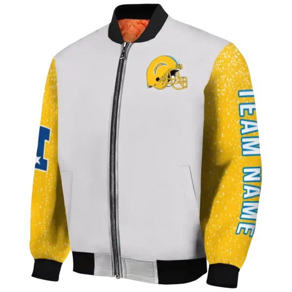 personalized los angeles chargers speckled arms blue gray bomber jacket best selling