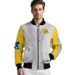 personalized los angeles chargers speckled arms blue gray bomber jacket best selling