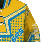 personalized los angeles chargers star burst blue varsity jacket best selling