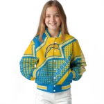 personalized los angeles chargers star burst blue varsity jacket best selling