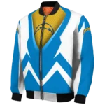 personalized los angeles chargers v stripes blue white bomber jacket best selling