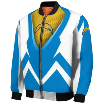 personalized los angeles chargers v stripes blue white bomber jacket best selling