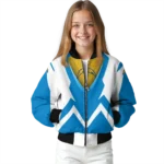 personalized los angeles chargers v stripes blue white bomber jacket best selling