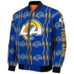 personalized los angeles rams bolt stripe blue bomber jacket best selling