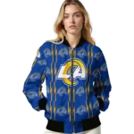 personalized los angeles rams bolt stripe blue bomber jacket best selling