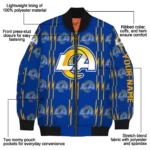 personalized los angeles rams bolt stripe blue bomber jacket best selling