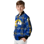 personalized los angeles rams bolt stripe blue bomber jacket best selling