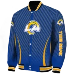 personalized los angeles rams chevron arrow blue varsity jacket best selling