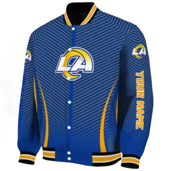 personalized los angeles rams chevron arrow blue varsity jacket best selling