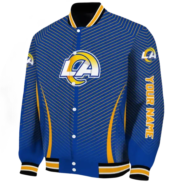 personalized los angeles rams chevron arrow blue varsity jacket best selling