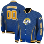 personalized los angeles rams chevron arrow blue varsity jacket best selling