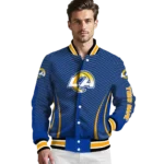 personalized los angeles rams chevron arrow blue varsity jacket best selling