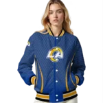 personalized los angeles rams chevron arrow blue varsity jacket best selling