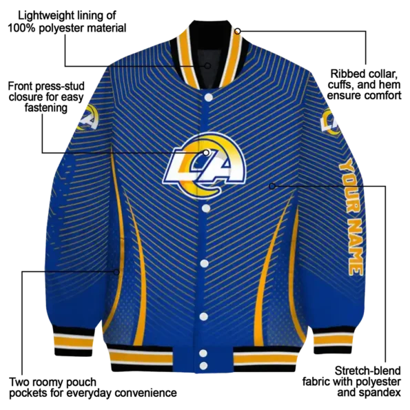 personalized los angeles rams chevron arrow blue varsity jacket new arrival