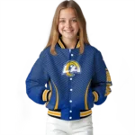 personalized los angeles rams chevron arrow blue varsity jacket best selling
