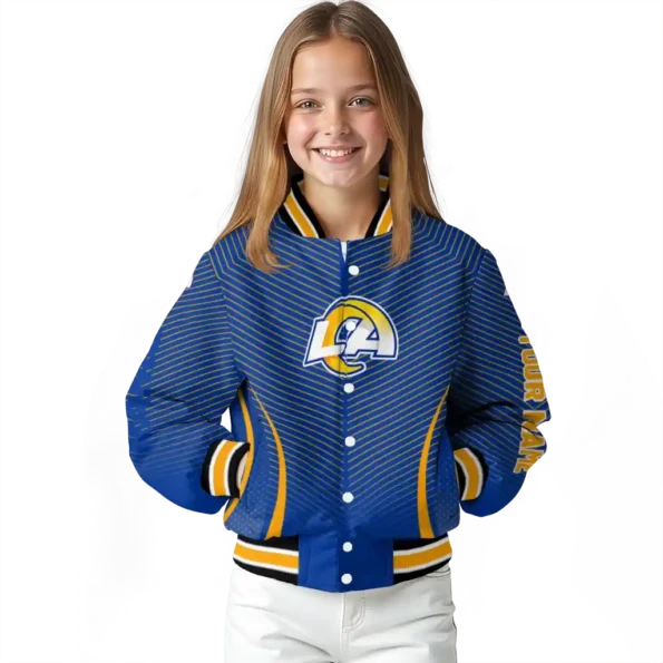 personalized los angeles rams chevron arrow blue varsity jacket top rated