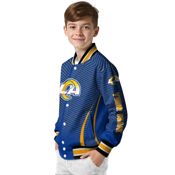personalized los angeles rams chevron arrow blue varsity jacket trendy