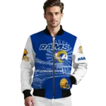 personalized los angeles rams ferris arena blue white bomber jacket best selling