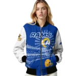 personalized los angeles rams ferris arena blue white bomber jacket best selling