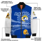personalized los angeles rams ferris arena blue white bomber jacket best selling