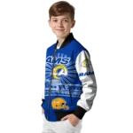 personalized los angeles rams ferris arena blue white bomber jacket best selling