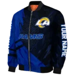 personalized los angeles rams hexagon mesh blue black bomber jacket best selling