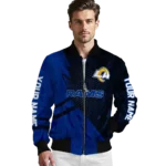personalized los angeles rams hexagon mesh blue black bomber jacket best selling