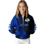 personalized los angeles rams hexagon mesh blue black bomber jacket best selling