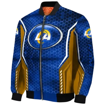 personalized los angeles rams power plate blue bomber jacket best selling