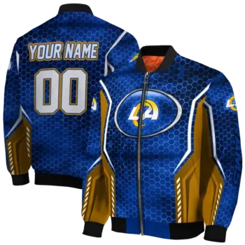 personalized los angeles rams power plate blue bomber jacket fashion forward