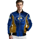 personalized los angeles rams power plate blue bomber jacket best selling