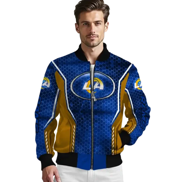personalized los angeles rams power plate blue bomber jacket high quality