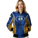personalized los angeles rams power plate blue bomber jacket best selling